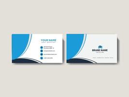 Modern Business Card Design with Wave Motif in Blue Tones pro vector