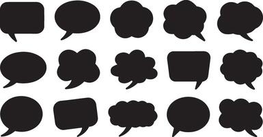 Speech bubble icon collection with outline style talking clouds and dialogue boxes perfect for communication apps messaging interfaces and digital media vector