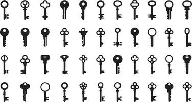 High resolution silhouette key icon set a collection of detailed key illustrations for design projects vector