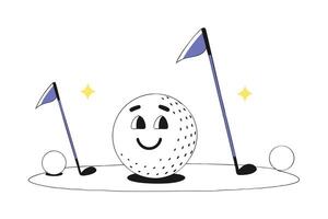 Golf Ball Character Featuring Golfing Equipment in a Detailed Putting Scene Emphasizing the Joy of Golf and Precision in Play vector