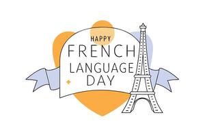 Celebration of French Language Day through creative visuals and typography encouraging language learning and cultural appreciation across the world vector