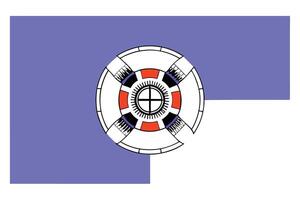Another circular emblem representing the flag of Colorado in vivid red and yellow, crafted with graphic precision and bright hues, ideal for stickers, badges, and local merchandise designs. vector