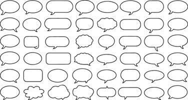 Modern chat bubble icon pack with editable strokes ideal for user interface elements speech UI and web based messaging platforms vector