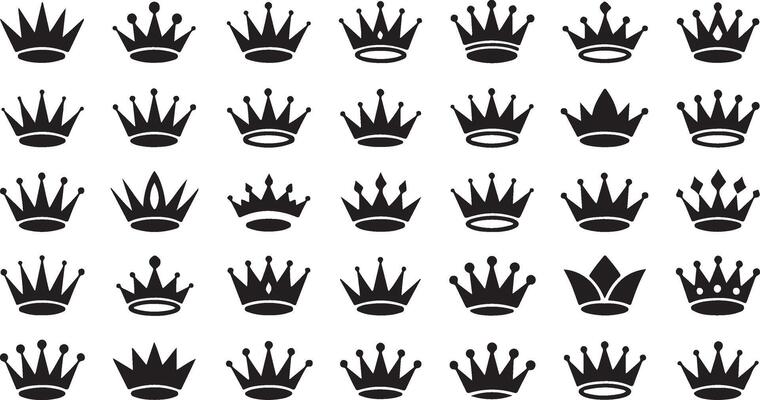 a set of crowns on a white background