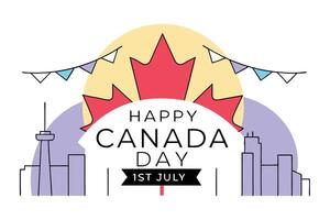 Happy Canada Day July First Banner with Red Maple Leaf Symbolizing Patriotism and Joyous Festivities in a Simple Yet Impactful Banner Design vector