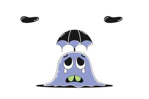 Funny Green Monster Blob Slime Cartoon Character with Cute Expressions and Oozing Texture for Kid Friendly Art vector