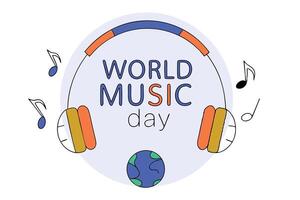 headphones emitting musical notes in circular flow symbolizing rhythm and unity for world music day vector
