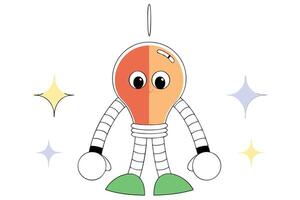 Adorable cartoon style lightbulb character with large expressive eyes designed to engage and charm viewers vector