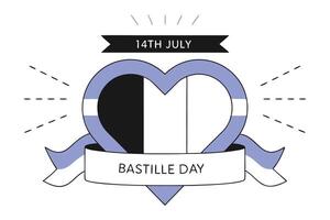 French flag in a heart shaped badge designed to commemorate Bastille Day with a message of unity pride and celebration of the French Revolution vector
