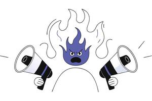 Fiery Orange Flame Cartoon Character with Angry Look Ideal for Expressive and Action Oriented Illustrations vector