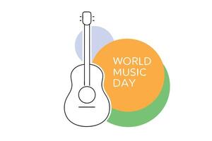 guitar silhouette against bright yellow backdrop symbolizing creative expression for world music day vector