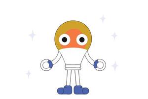 Endearing lightbulb character drawn in cartoon style with large eyes conveying brightness and creativity vector
