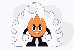 Cartoon Orange Flame Character Displaying an Angry Expression Suitable for Intense and Dramatic Artworks vector