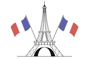 Celebrate French history with the Eiffel Tower illuminated by vibrant shades of red white and blue capturing the essence of Bastille Day festivities vector