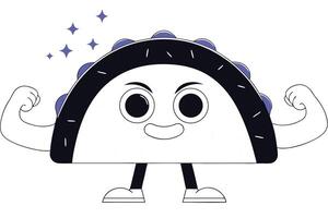 Charming taco character with expressive eyes and a happy smile riding in a small car ideal for restaurant marketing and playful taco mascot concepts vector