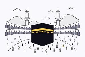 High Quality Digital Painting Illustrations of Hajj Capturing Spiritual Journey and Sacred Moments with Artistic Precision and Cultural Depth vector