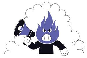 Expressive Cartoon Orange Flame Character with Anger and Passion for Animated and Graphic Design Use vector