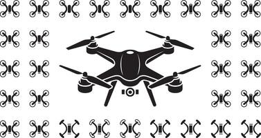 High resolution aerial drone illustration showcasing a quadrocopter in flight perfect for banner or advertisement design vector