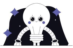 Cute cartoon lightbulb character featuring big eyes in a friendly and inviting design perfect for creative projects vector
