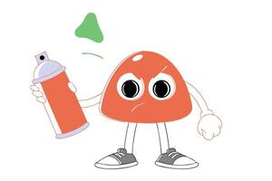 Cartoon Pink Blob Character with Big Eyes Showing a Nervous Expression Perfect for Fun and Playful Design Projects vector