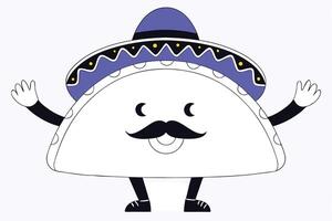 Colorful Mexican taco food character adorned with a vibrant sombrero showcasing cultural heritage and flavor vector