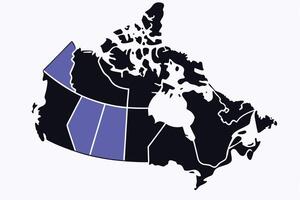 Map of Canada featuring red and gray outlines shaded elegantly to highlight provinces and territories with a clean design vector