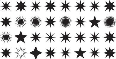 A diverse collection of star shapes perfect for design projects needing celestial elements or night sky themes vector