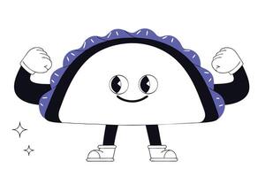 Fun and cheerful taco cartoon character with googly eyes and a wide smile designed for vibrant food graphics children friendly visuals and fun menus vector