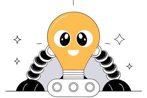 Whimsical cartoon lightbulb character featuring big expressive eyes symbolizing innovative ideas and inspiration vector