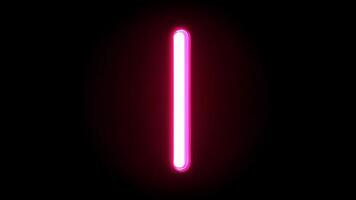 Animated glowing neon letter I in pink style with alpha channel video