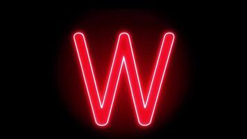 Animated glowing neon letter W in pink style with alpha channel video