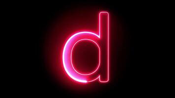 Animated glowing neon letter d in pink style with alpha channel video