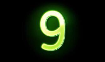 Animated green neon number nine with glow video