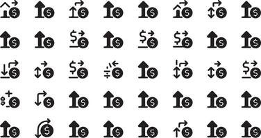 High resolution graphic set featuring dollar increase and decrease symbols vector