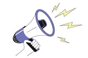 graphic showing a hand with a megaphone representing marketing voice communication protest or public announcement for vibrant web content or poster designs vector
