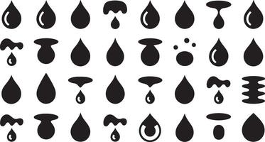 High resolution icon set featuring water drop blood drop and oil drop illustrations vector