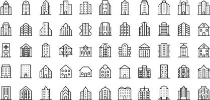 Collection of diverse building icons for design projects vector