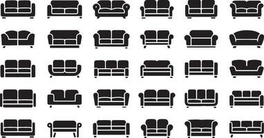 Collection of colorful sofa illustrations for design projects vector
