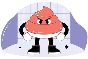 Cartoon poop character with a furious face showing exaggerated emotion ideal for fun illustrations novelty designs or comical messaging and playful visuals vector