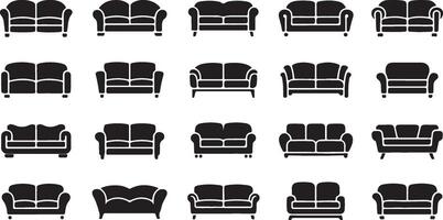 Collection of colorful sofa illustrations a diverse set of sofa designs for various applications vector