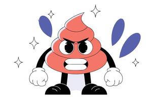 Expressive cartoon poop with an angry look offering a comical and cheeky graphic asset for fun messaging gag-themed prints or lighthearted design projects vector