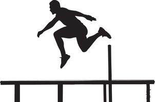 A silhouette of a man jumping over a obstacle vector