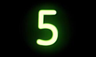 Digital green neon number five animation video