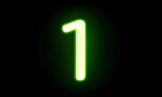 Animated number one with green neon glow video
