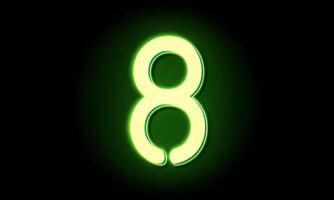 Stylized glowing number eight in green neon video
