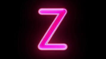Animated glowing neon letter Z in pink style with alpha channel video