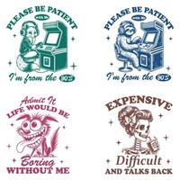 A set of four different t - shirts with different designs vector