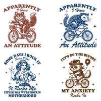 A set of four t - shirts with the words appearantly i have an attitude, apparently i vector