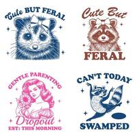 Four different t - shirts with different animals on them vector