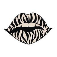 A zebra print on a womans lips vector